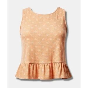 NWT Torrid Womens Sz 2 Texture Knit High Neck Ruffle Crop Top Peach Bloom